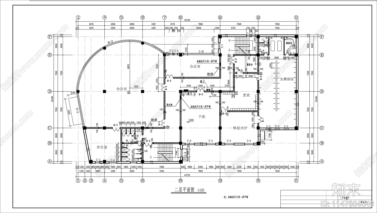 某会所建筑结构施工图cad施工图下载【ID:1147884049】