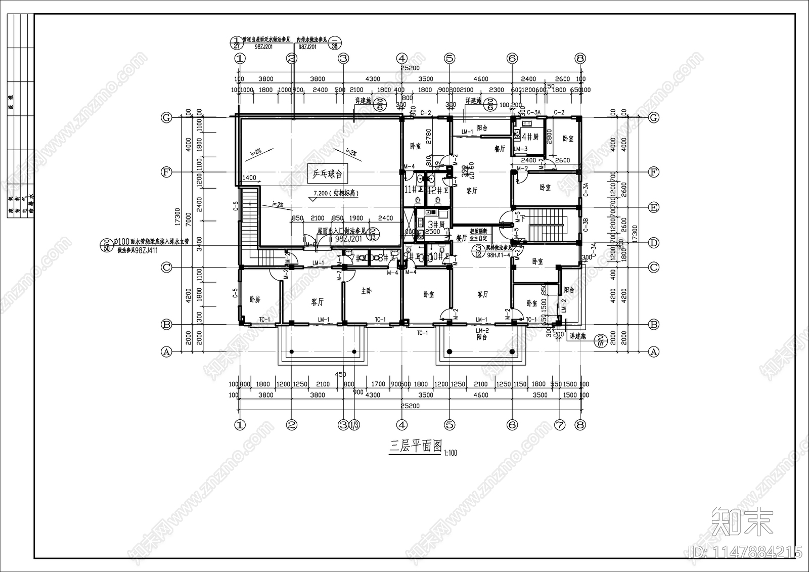 双拼简欧自建房建筑施工图施工图下载【ID:1147884215】