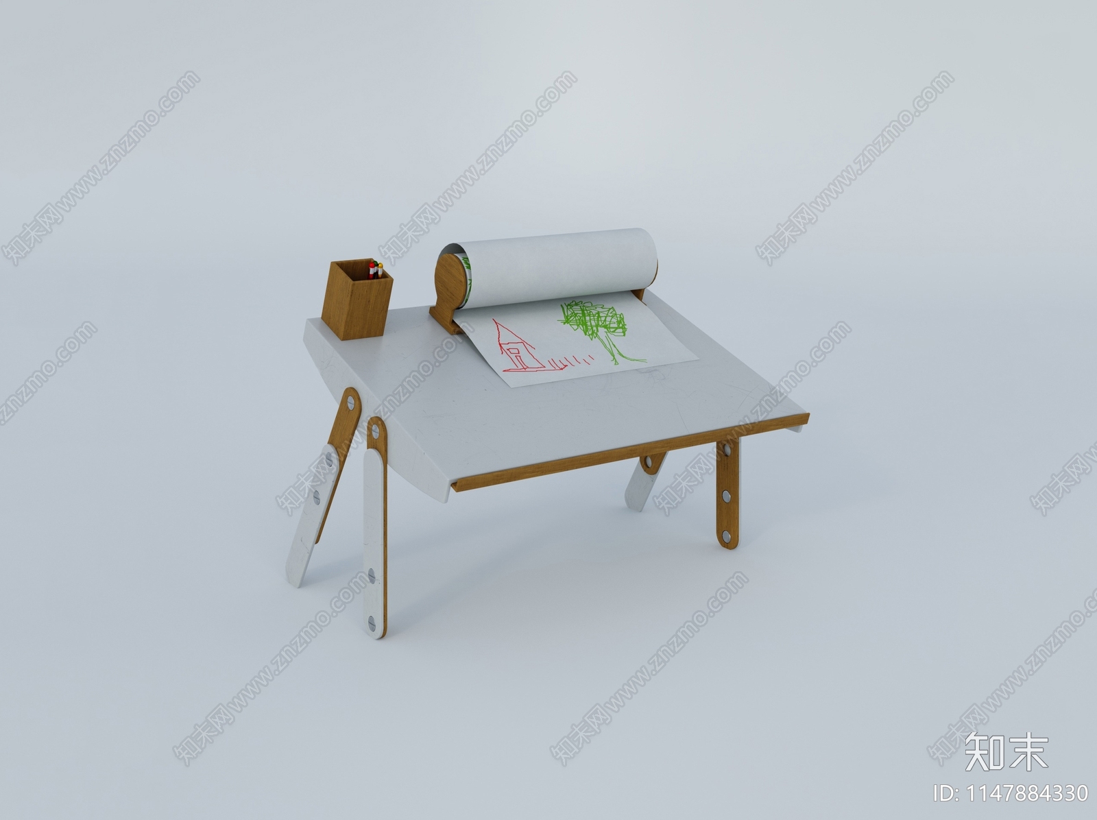 现代儿童绘画桌美术桌3D模型下载【ID:1147884330】