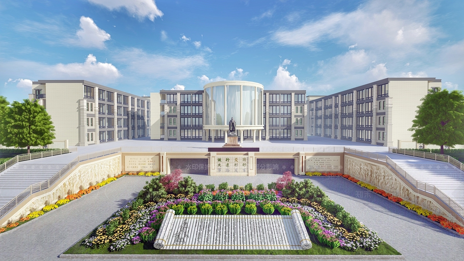 欧式校园景观SU模型下载【ID:1147887823】