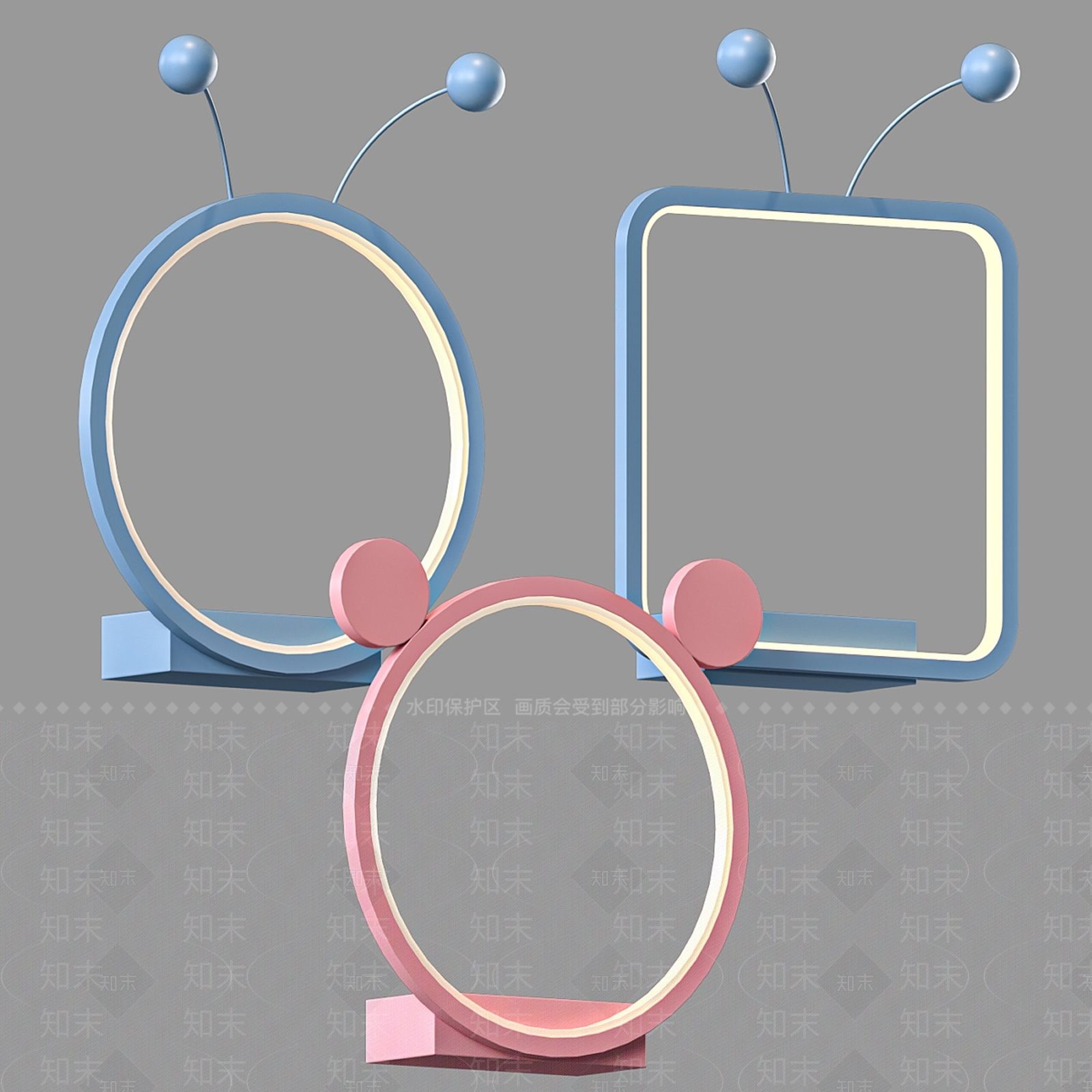 现代简约儿童房台灯3D模型下载【ID:1147888201】