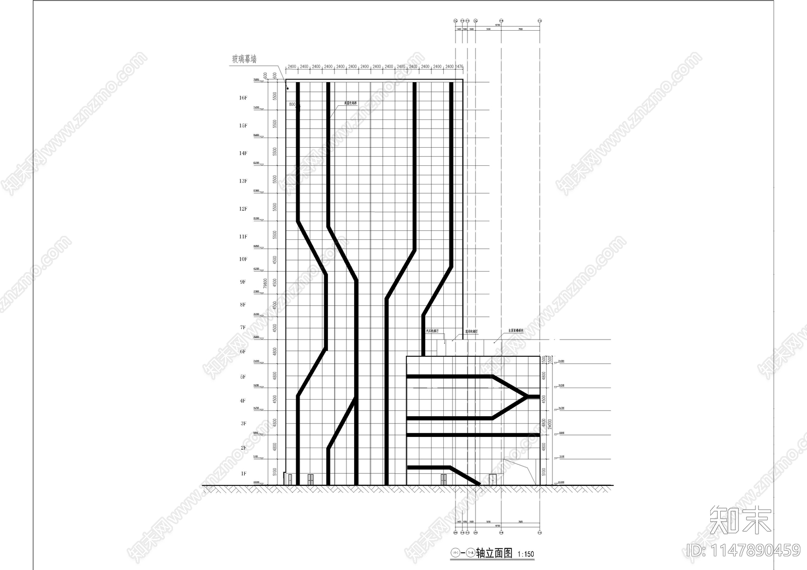 公共停车场建施cad施工图下载【ID:1147890459】