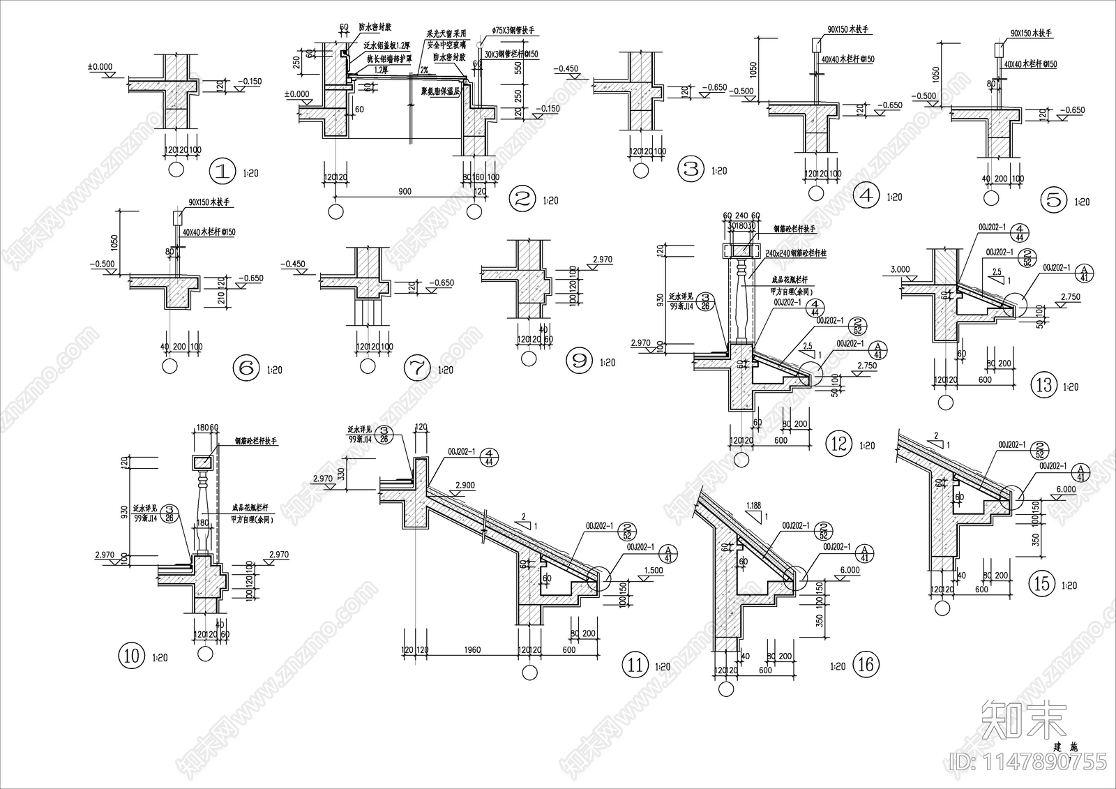 独立别墅建筑施工图施工图下载【ID:1147890755】