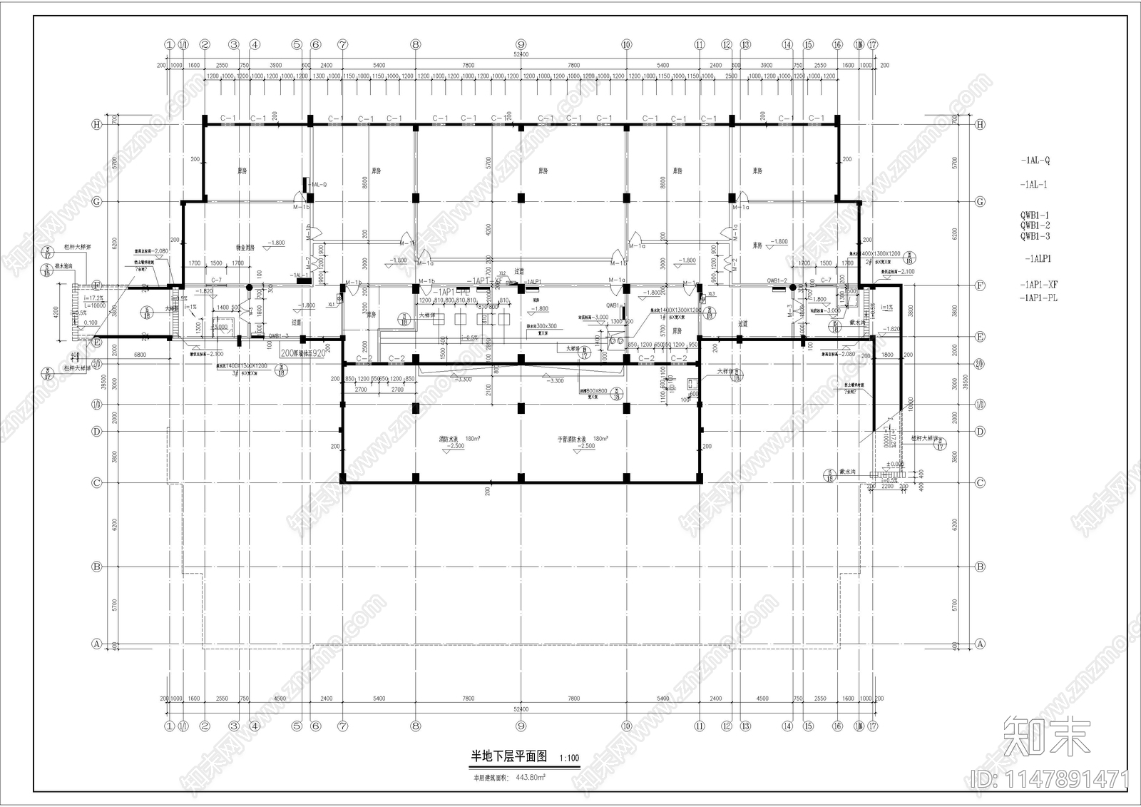 四层智慧停车楼建筑施工图纸施工图下载【ID:1147891471】