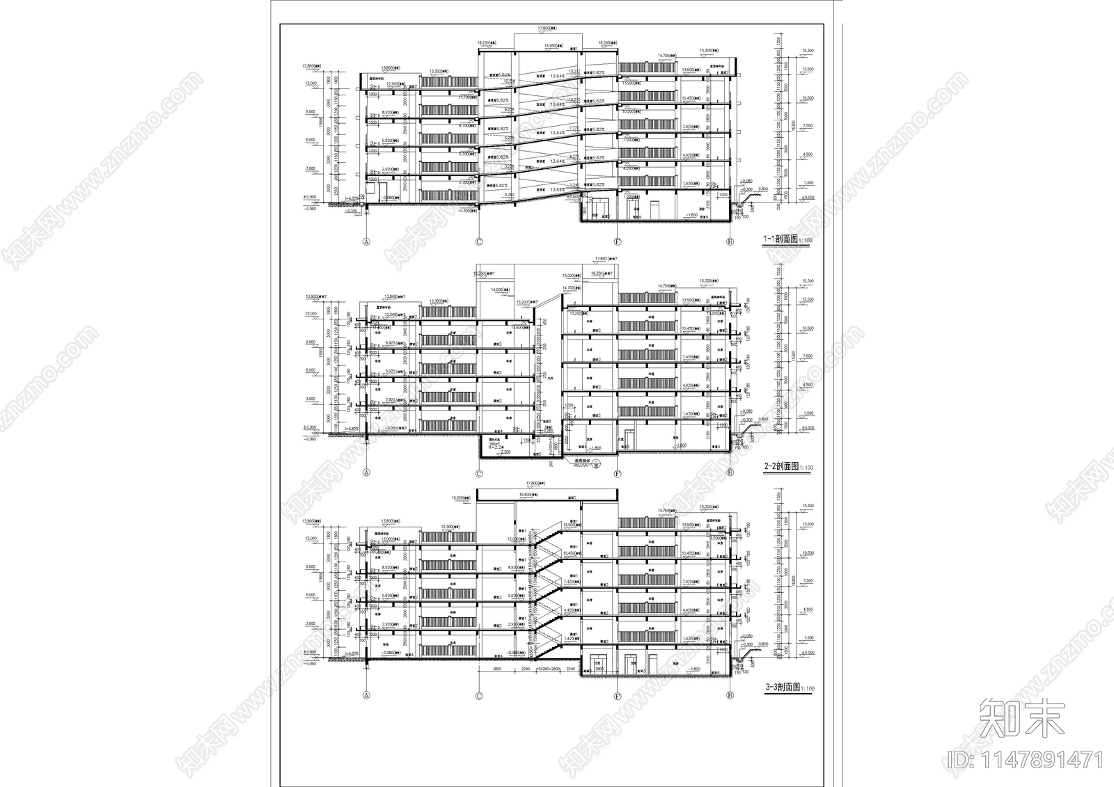 四层智慧停车楼建筑施工图纸施工图下载【ID:1147891471】