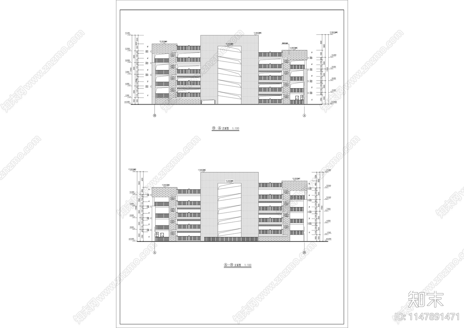 四层智慧停车楼建筑施工图纸施工图下载【ID:1147891471】