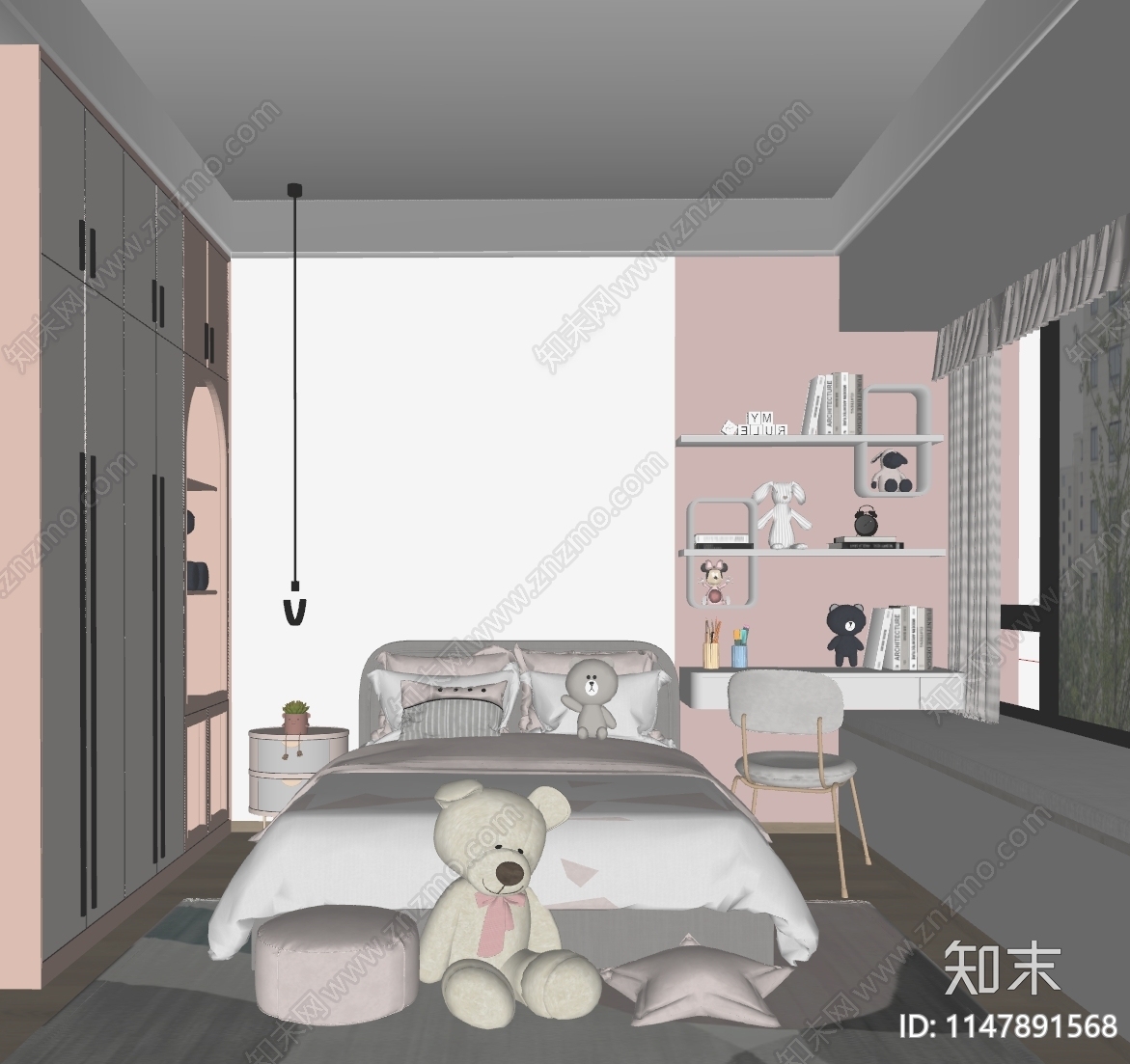 现代女孩房SU模型下载【ID:1147891568】