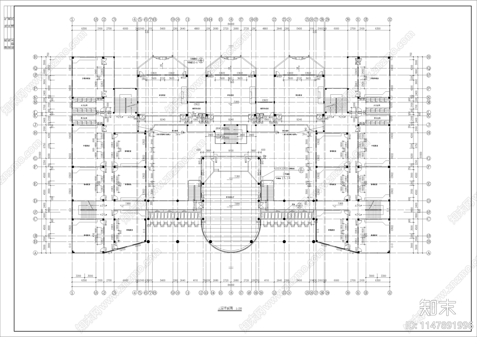 学校建筑施工图纸施工图下载【ID:1147891996】