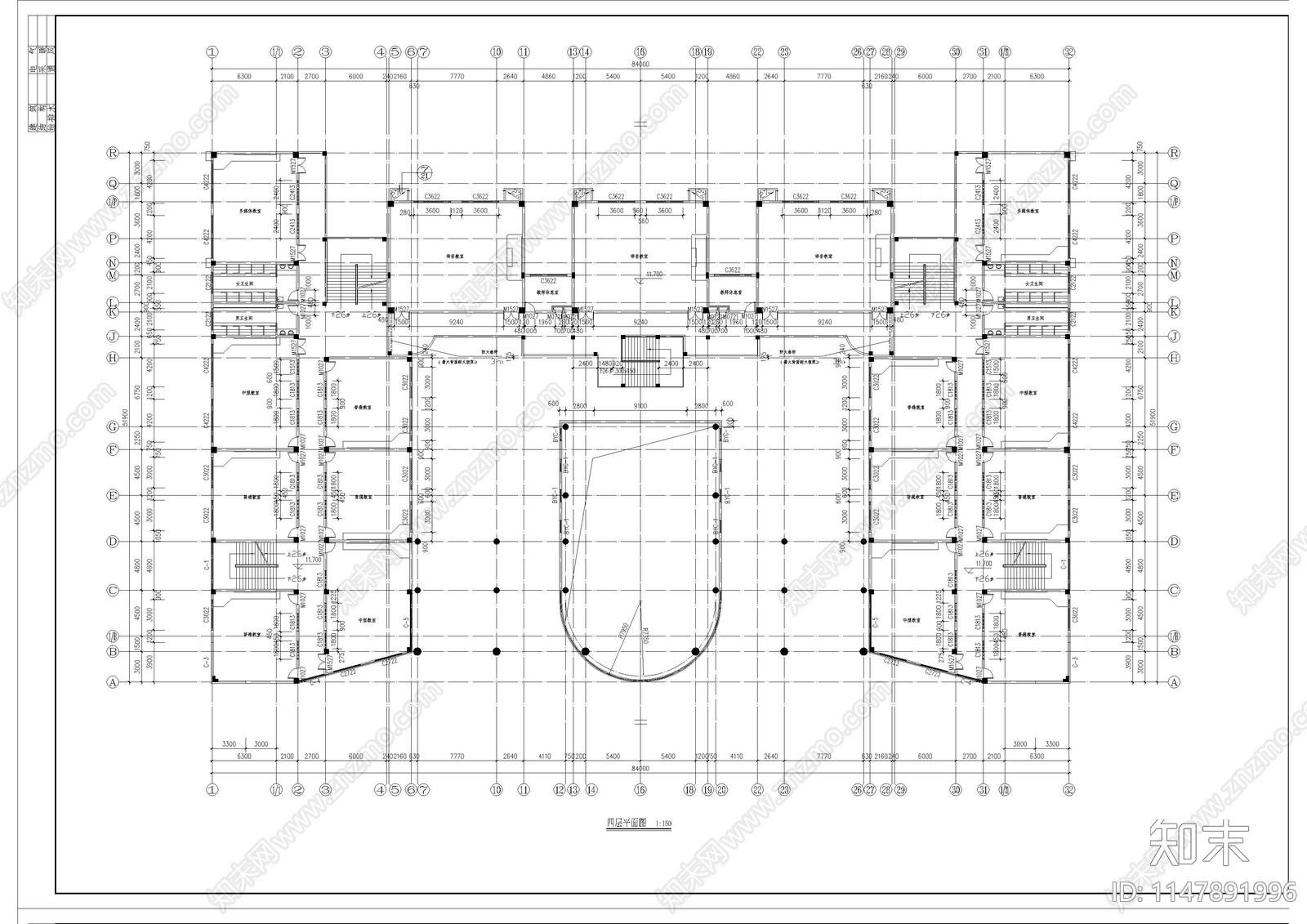 学校建筑施工图纸施工图下载【ID:1147891996】