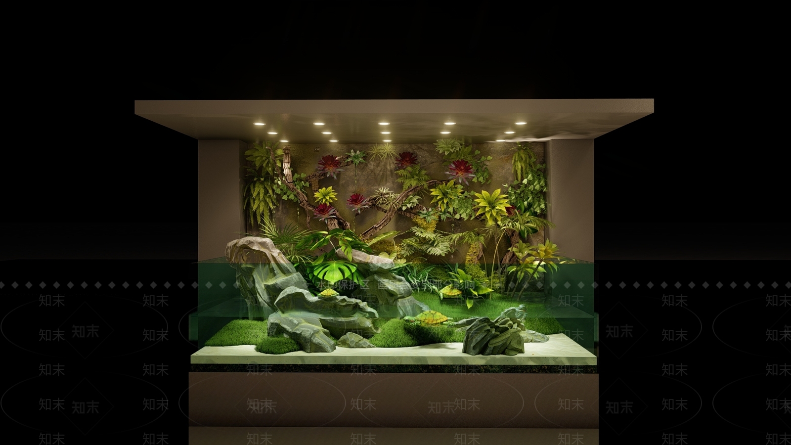 现代乌龟生态缸SU模型下载【ID:1147892318】
