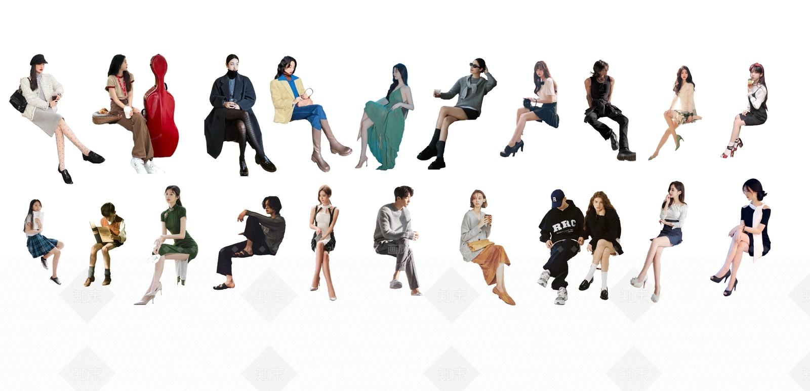 2D坐姿人物SU模型下载【ID:1147893722】