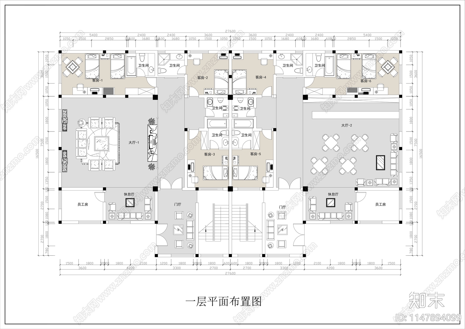 两层自建房农家乐民宿平面布局图施工图下载【ID:1147894099】