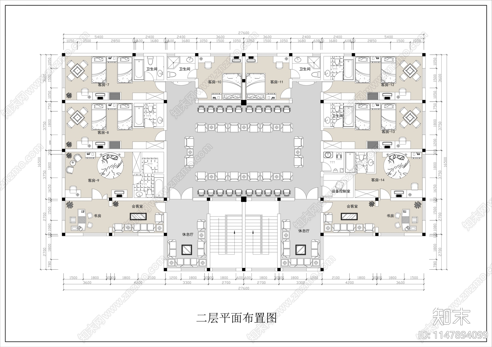 两层自建房农家乐民宿平面布局图施工图下载【ID:1147894099】