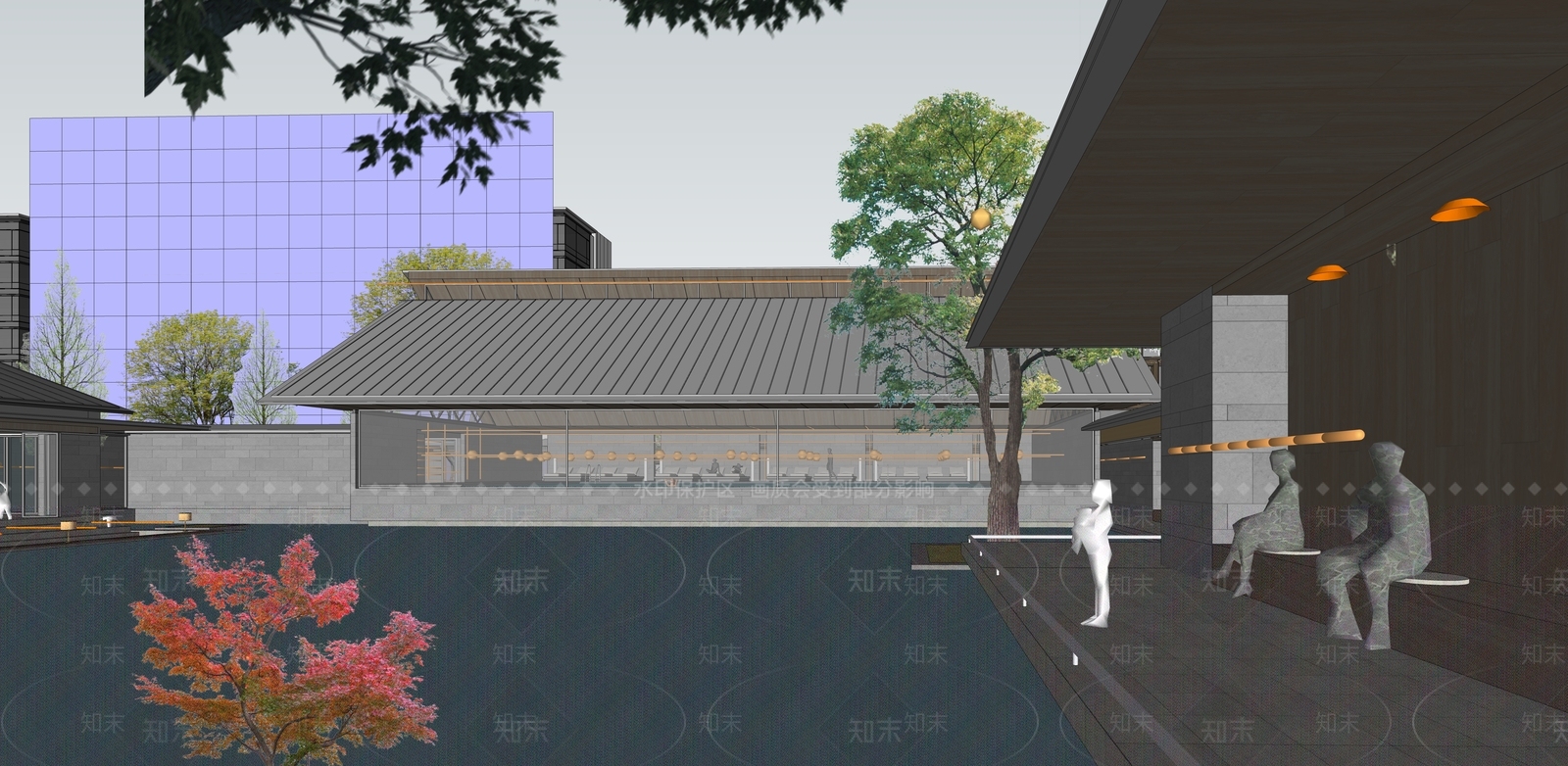 现代游泳池SU模型下载【ID:1147895001】
