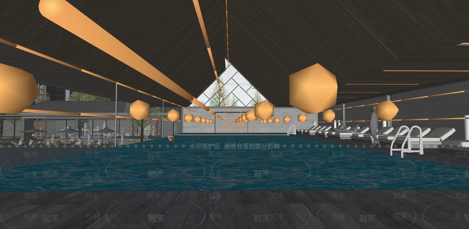 现代游泳池SU模型下载【ID:1147895001】
