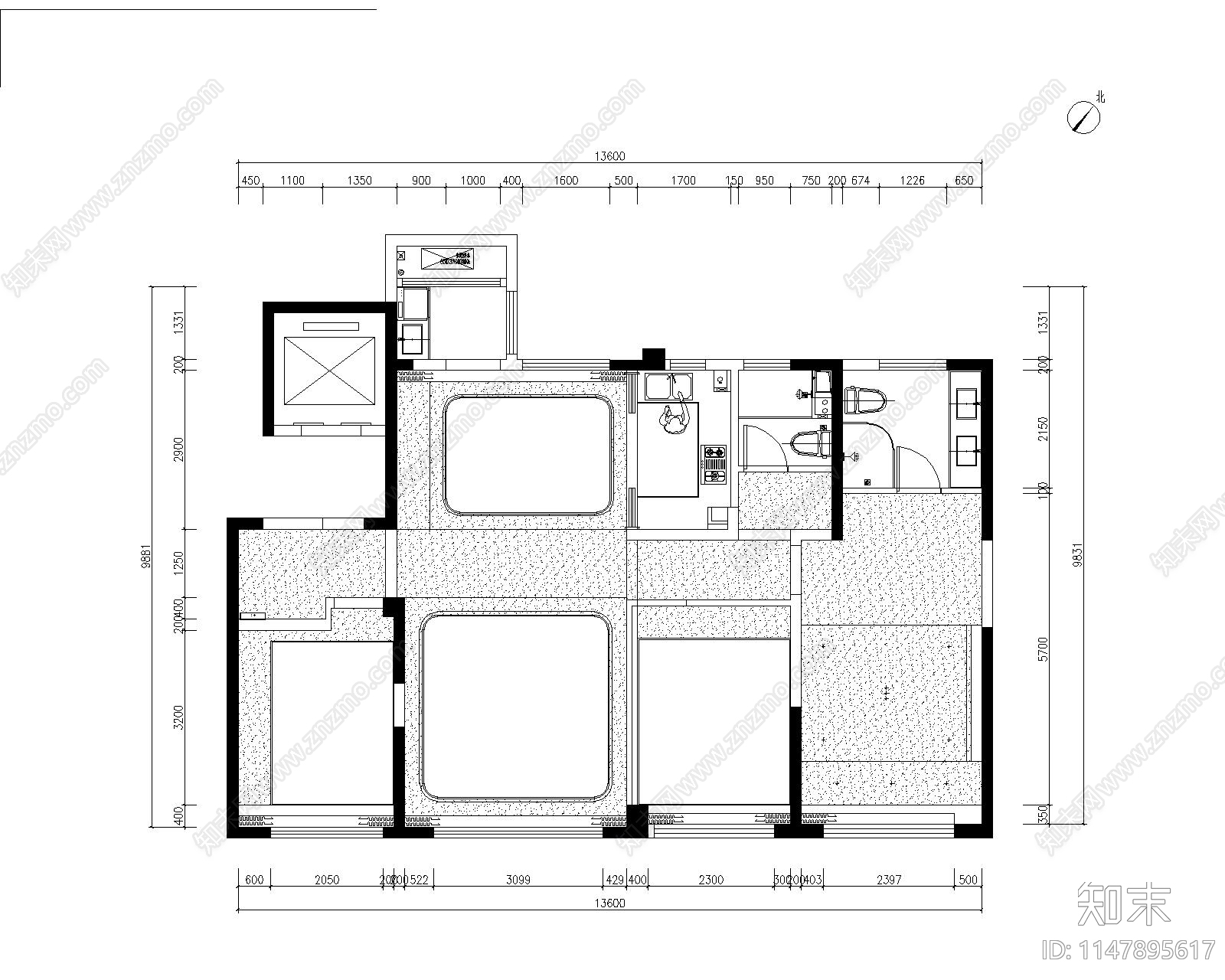 现代简约单身公寓施工图施工图下载【ID:1147895617】