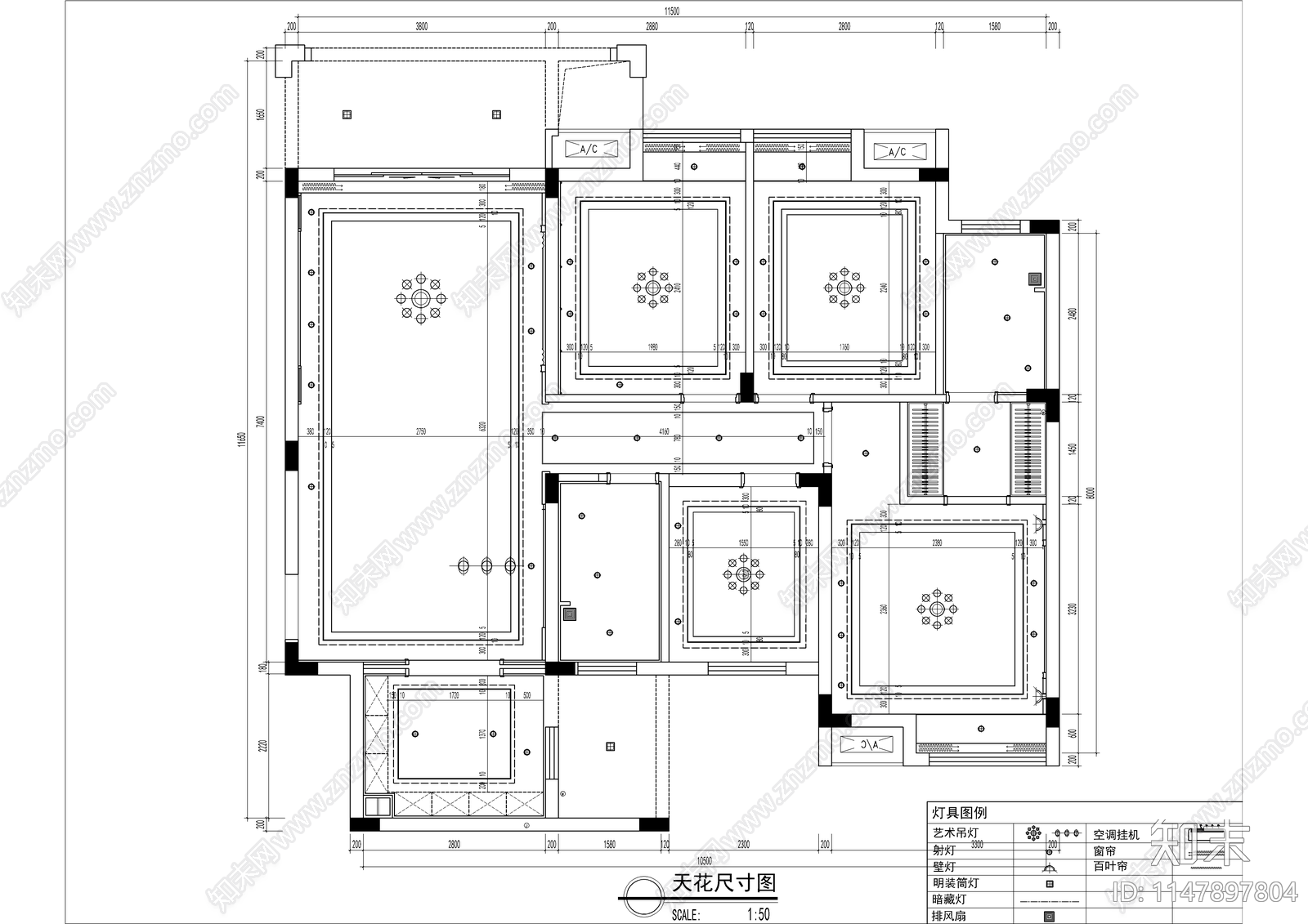 新中式大平层室内设计施工图cad施工图下载【ID:1147897804】