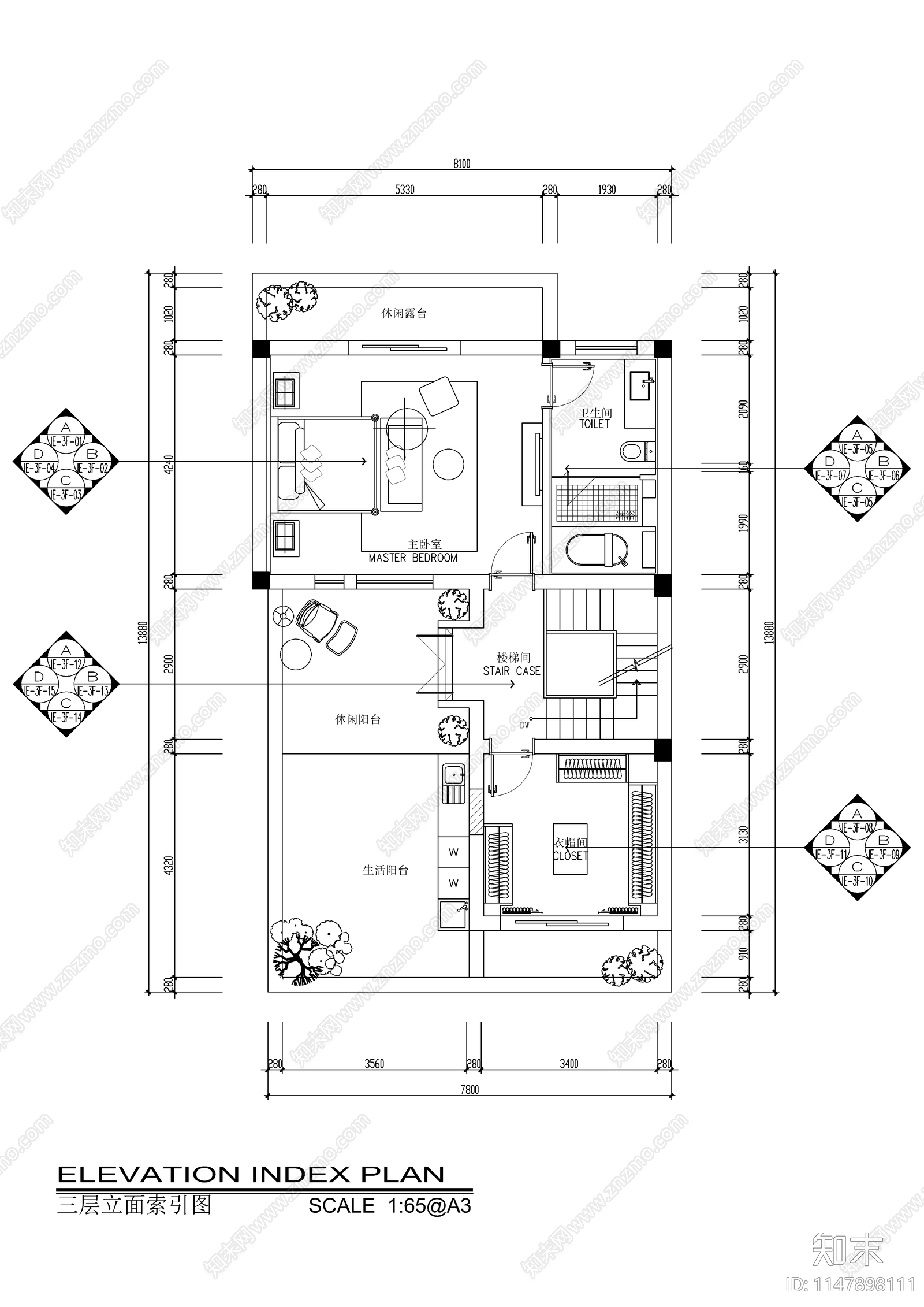 新中式别墅室内设计施工图cad施工图下载【ID:1147898111】