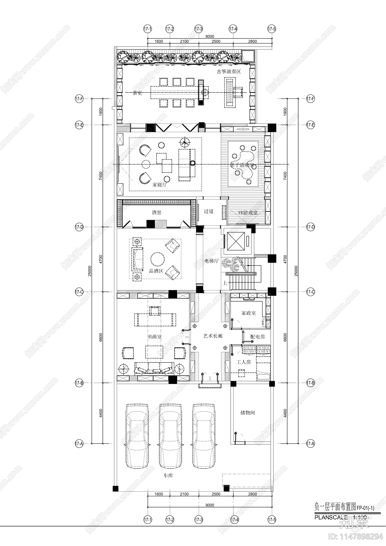 新中式别墅室内设计施工图cad施工图下载【ID:1147898294】