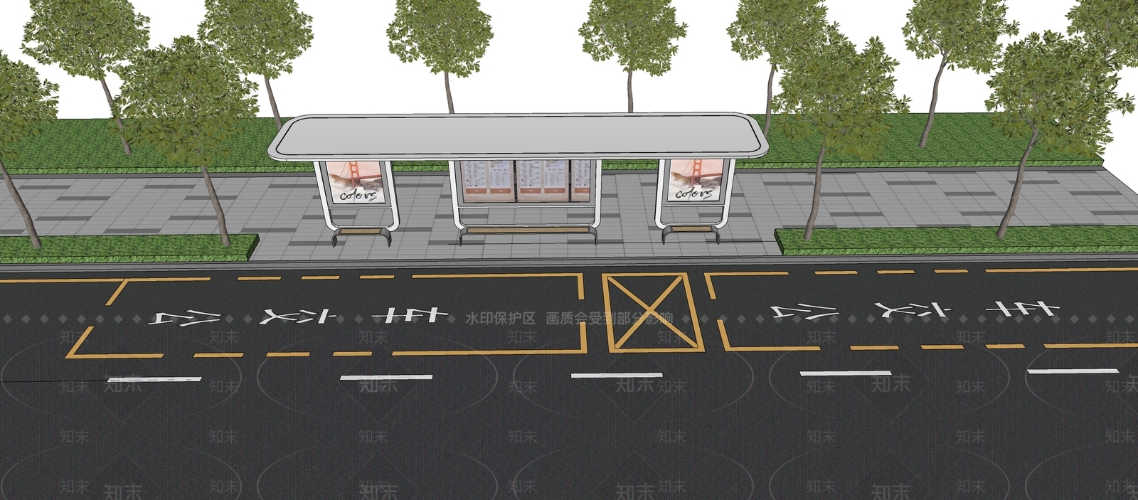 现代公交站台SU模型下载【ID:1147898680】