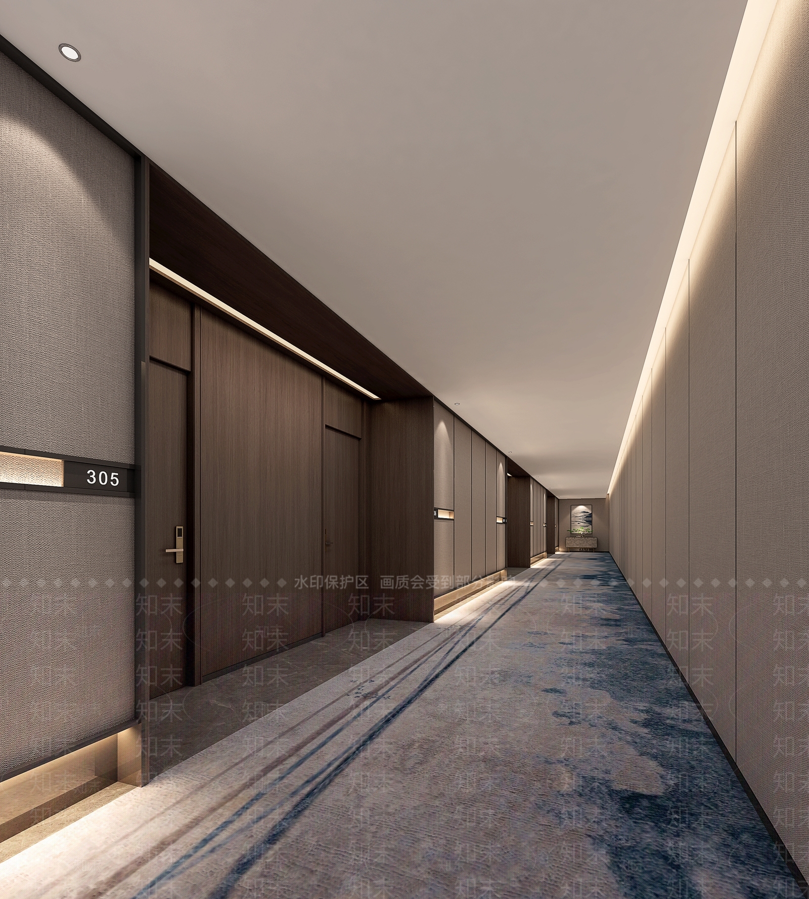 现代酒店客房过道3D模型下载【ID:1147902366】