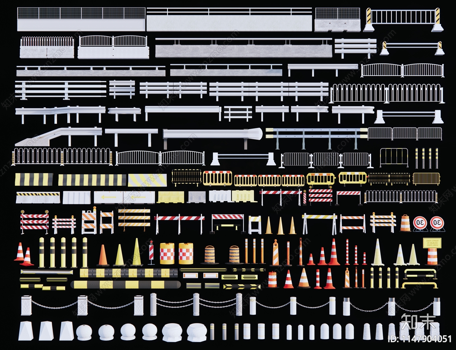 现代道路护栏3D模型下载【ID:1147904051】