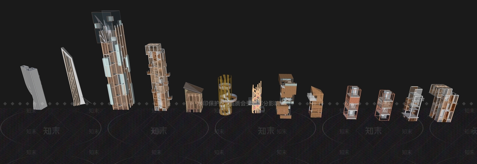 现代景观塔楼SU模型下载【ID:1147905574】