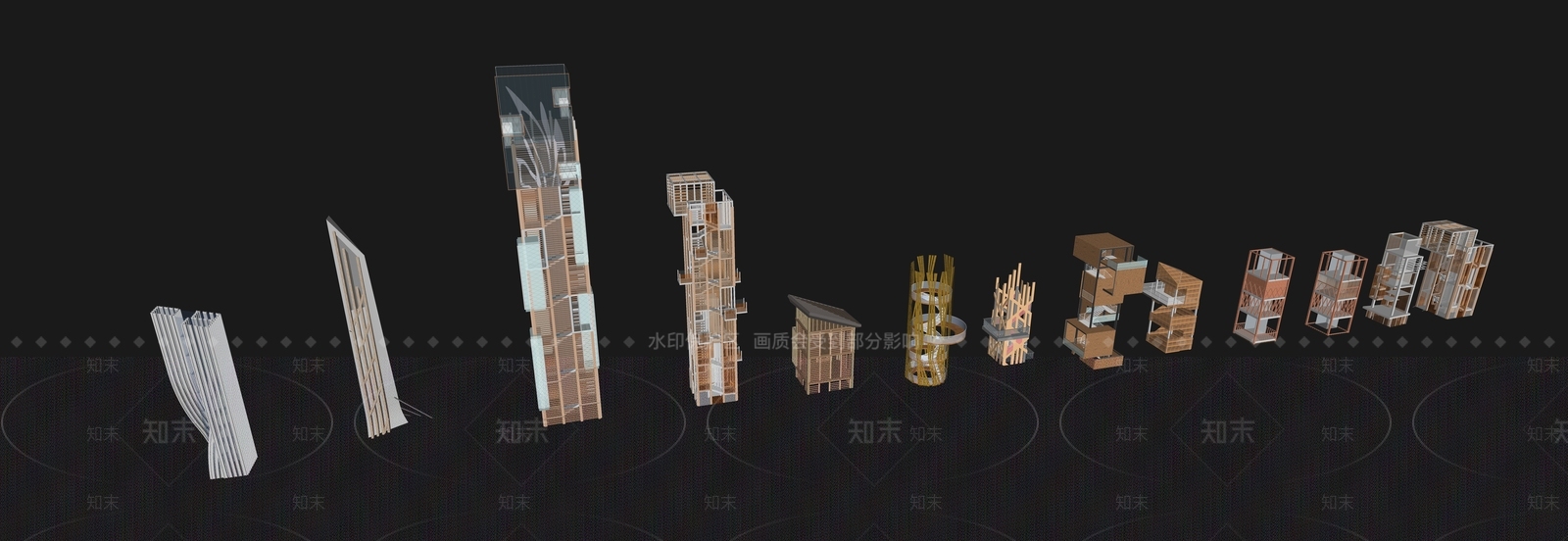 现代景观塔楼SU模型下载【ID:1147905574】