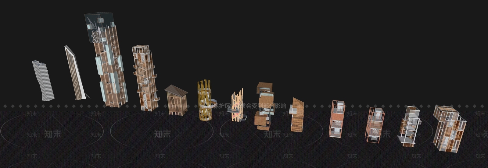 现代景观塔楼SU模型下载【ID:1147905574】