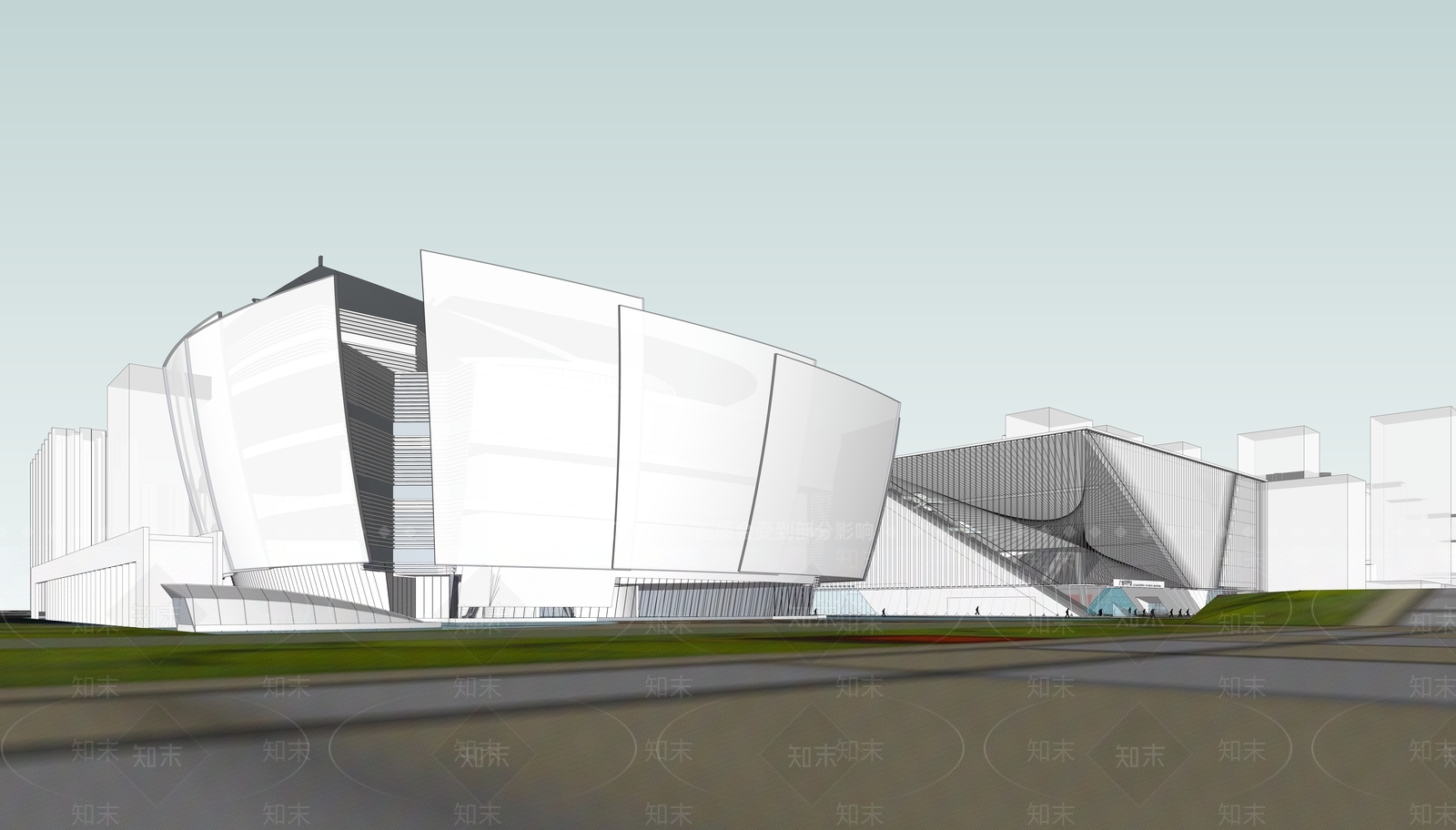 现代风格科技馆和演艺中心SU模型下载【ID:1147909415】