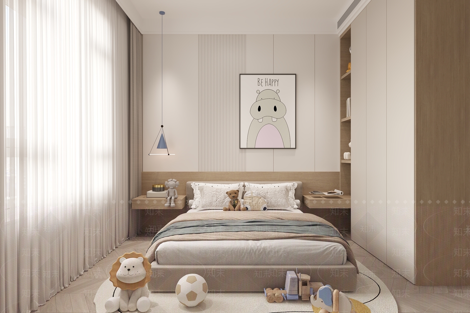 现代儿童房卧室SU模型下载【ID:1147910668】