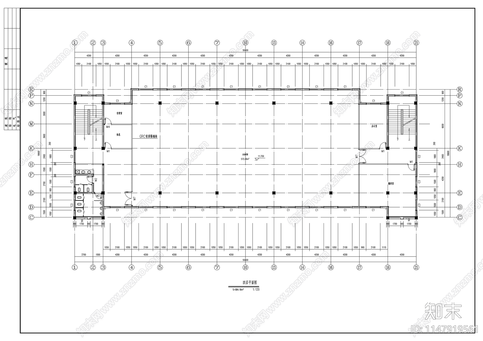 食堂建筑cad施工图下载【ID:1147919561】