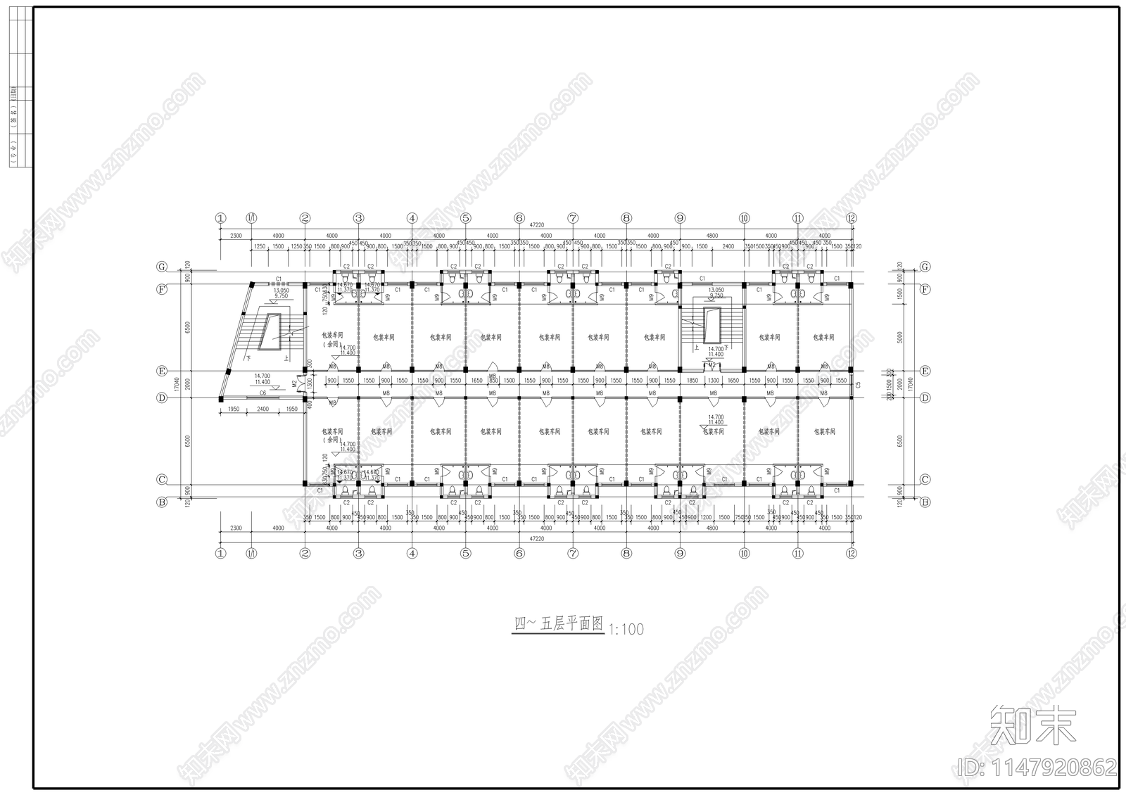 食堂建筑cad施工图下载【ID:1147920862】