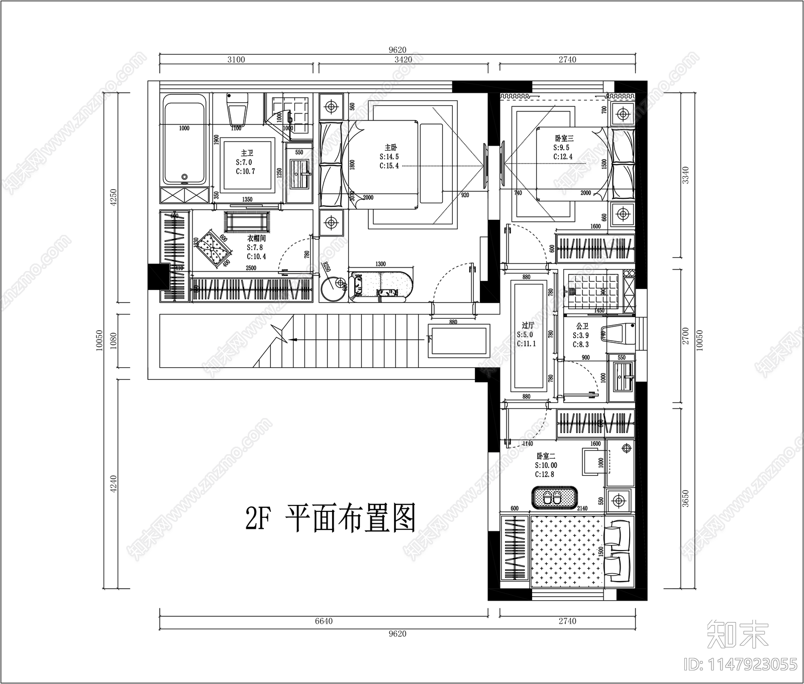 雍景阁别墅室内cad施工图下载【ID:1147923055】