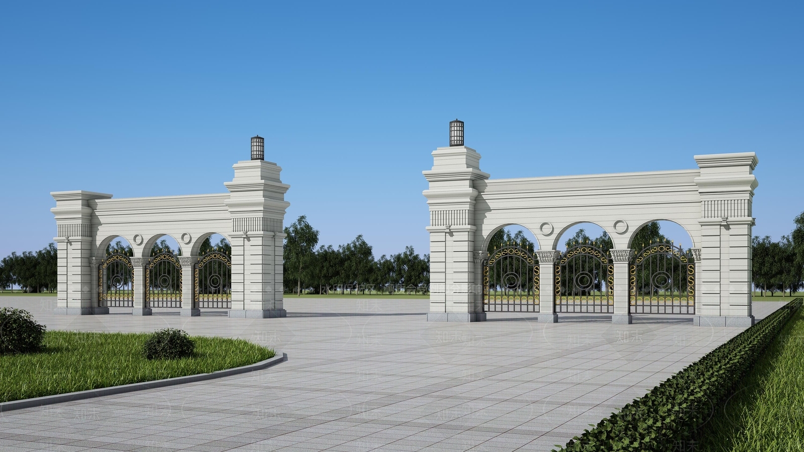 简欧入口大门3D模型下载【ID:1147925008】