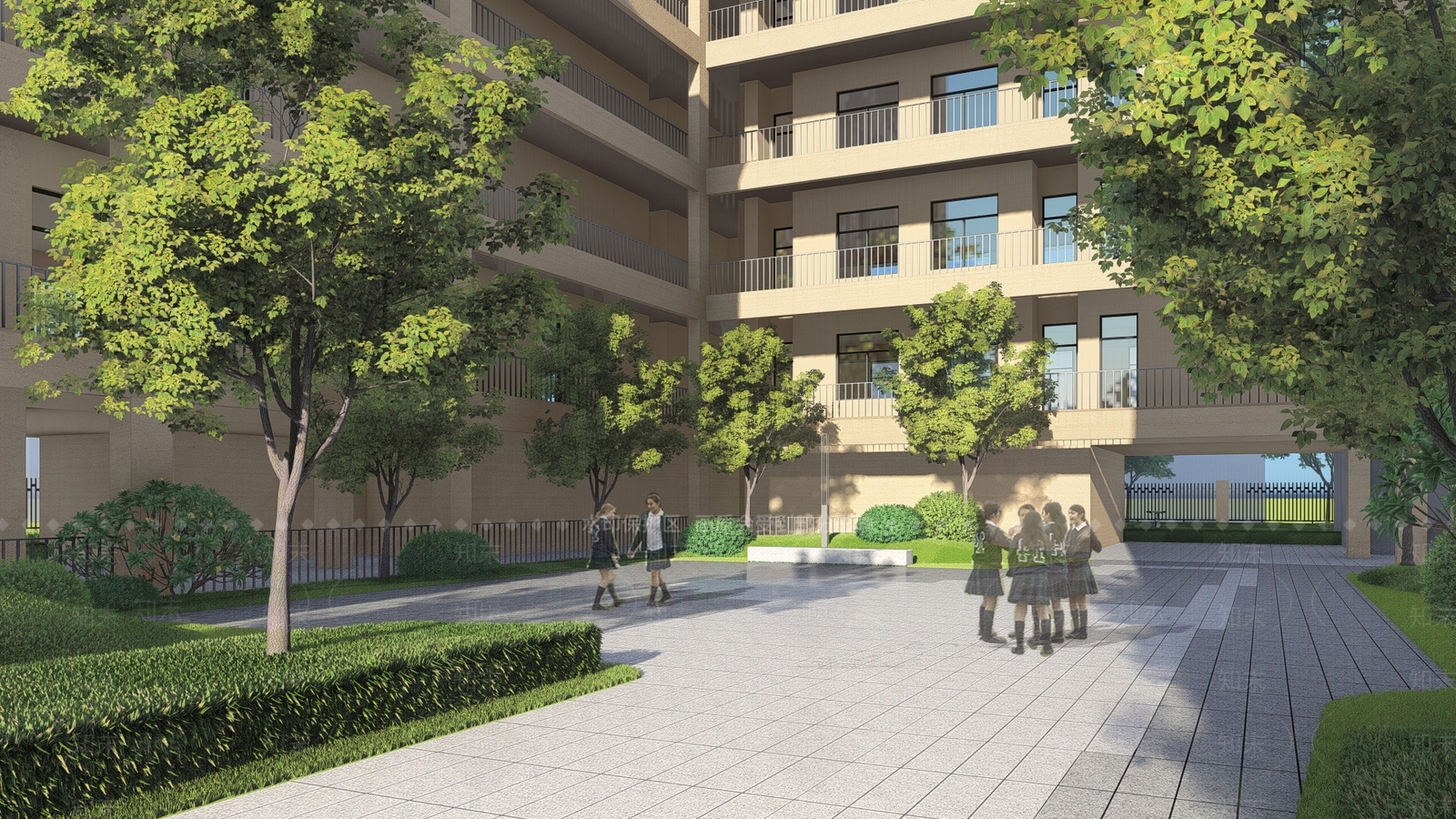 现代校园景观SU模型下载【ID:1148252017】