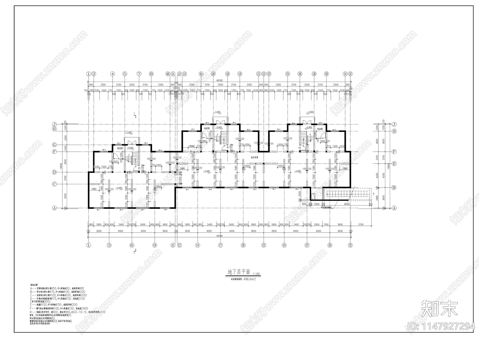 多层住宅建筑cad施工图下载【ID:1147927294】