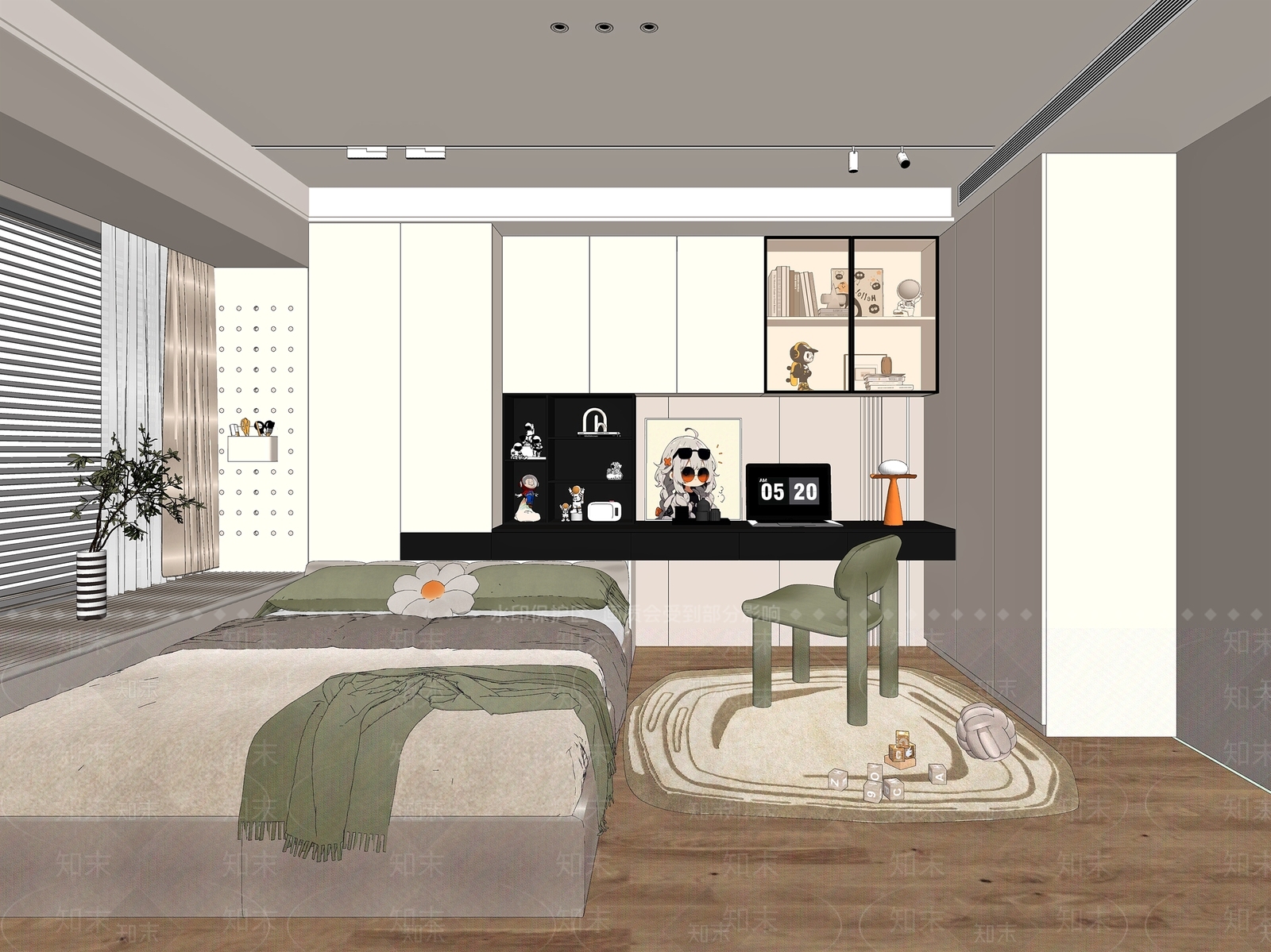 现代榻榻米卧室SU模型下载【ID:1147928476】