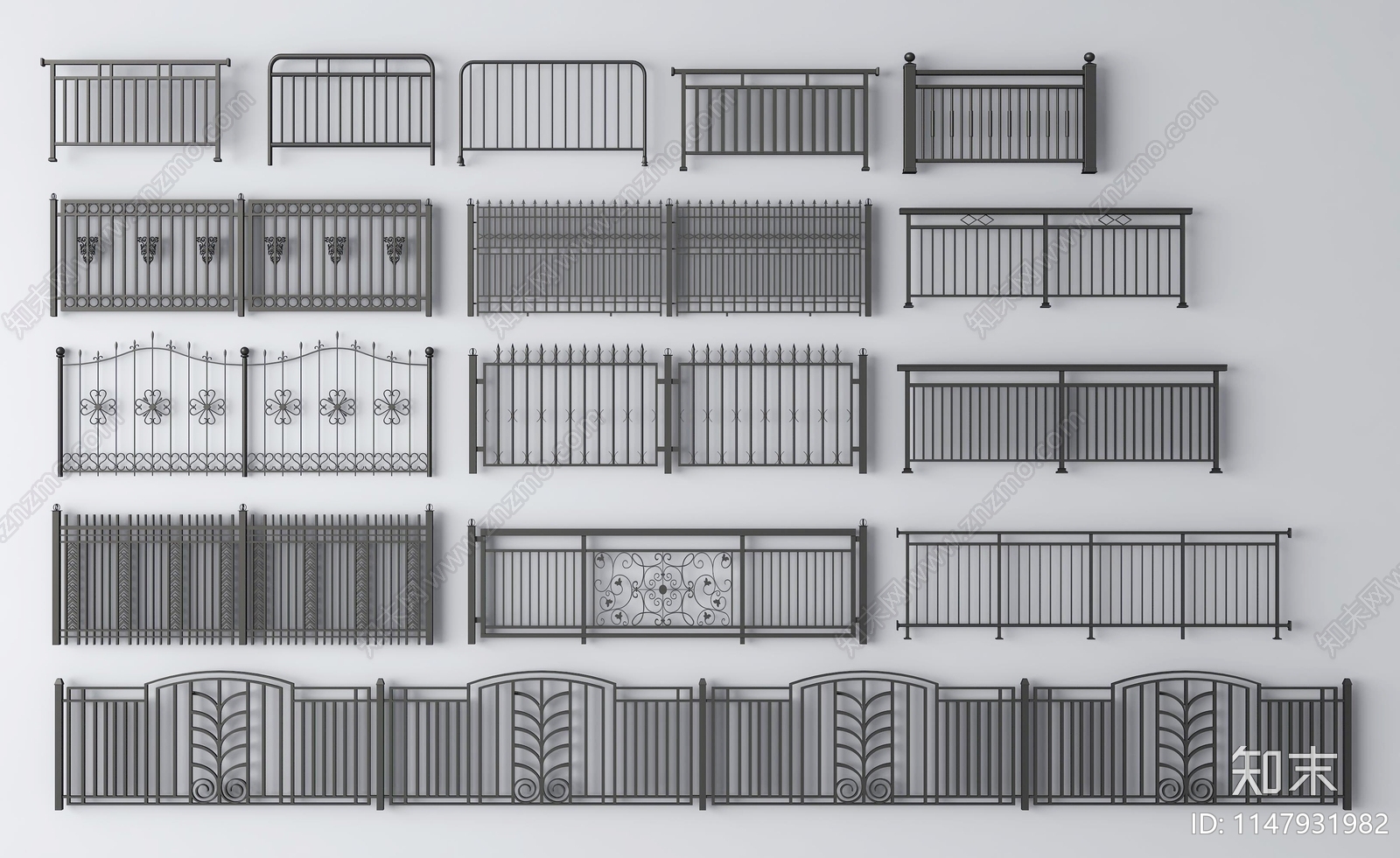 现代铁艺栅栏SU模型下载【ID:1147931982】