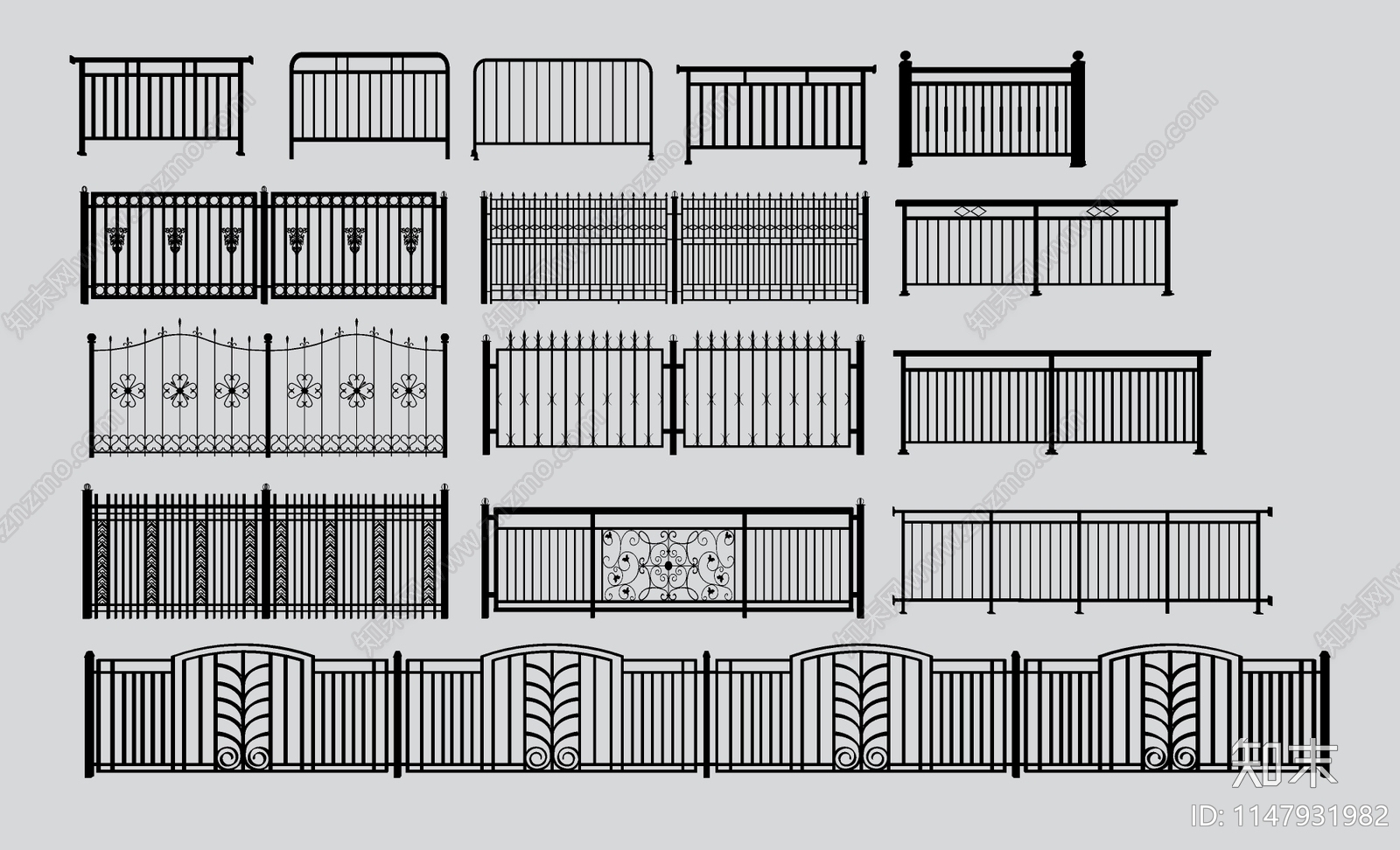 现代铁艺栅栏SU模型下载【ID:1147931982】