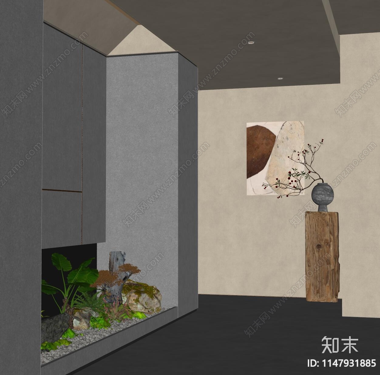 现代过道景观SU模型下载【ID:1147931885】