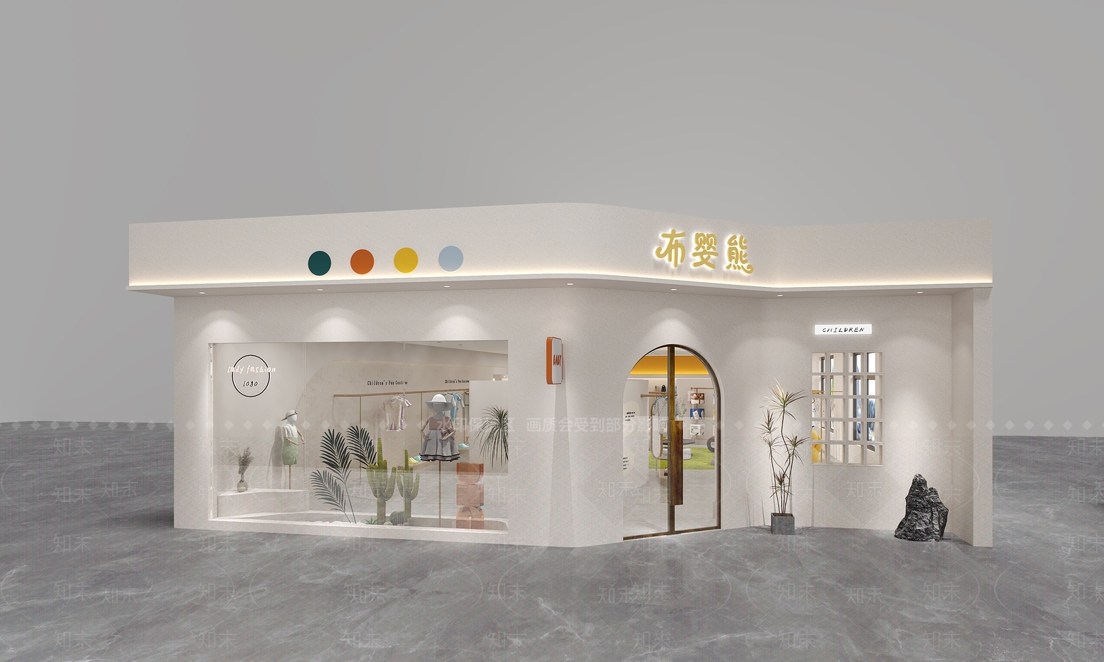 现代奶油服装店3D模型下载【ID:1191022606】