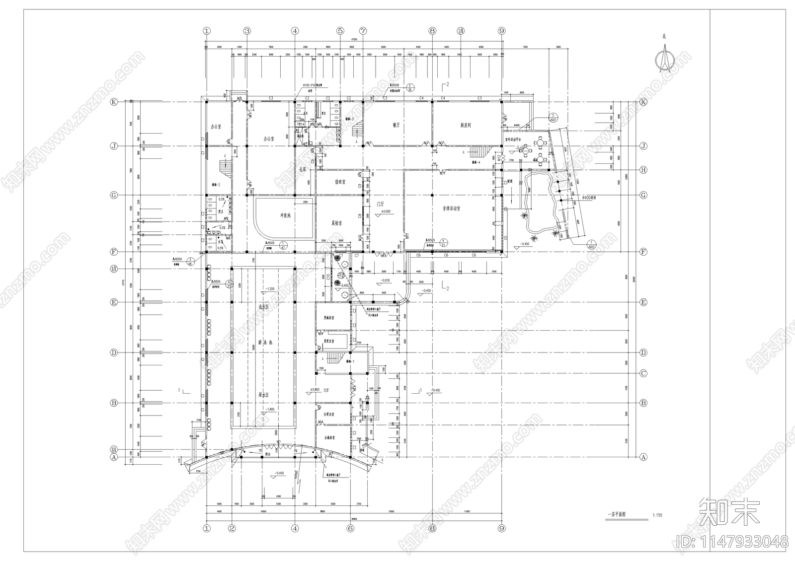 文化娱乐建筑cad施工图下载【ID:1147933048】