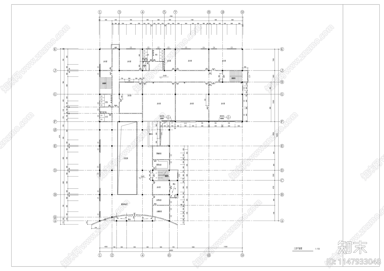 文化娱乐建筑cad施工图下载【ID:1147933048】