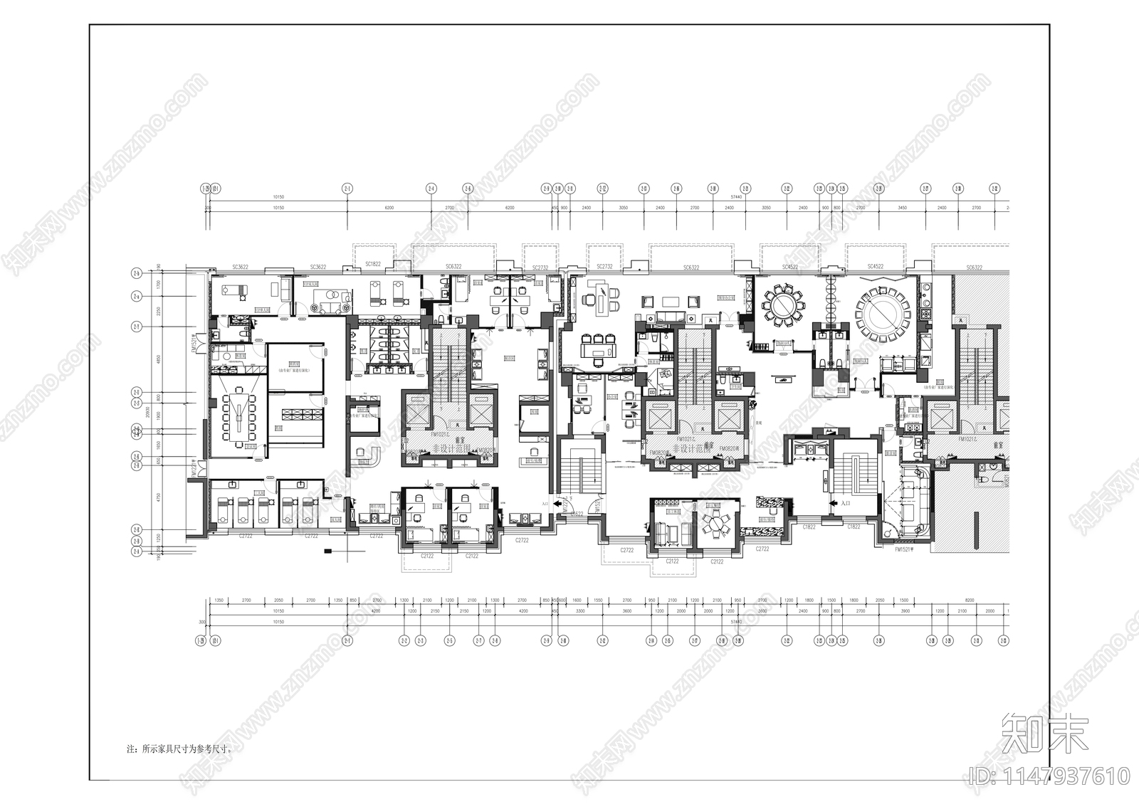 1000m²中医理疗cad施工图下载【ID:1147937610】