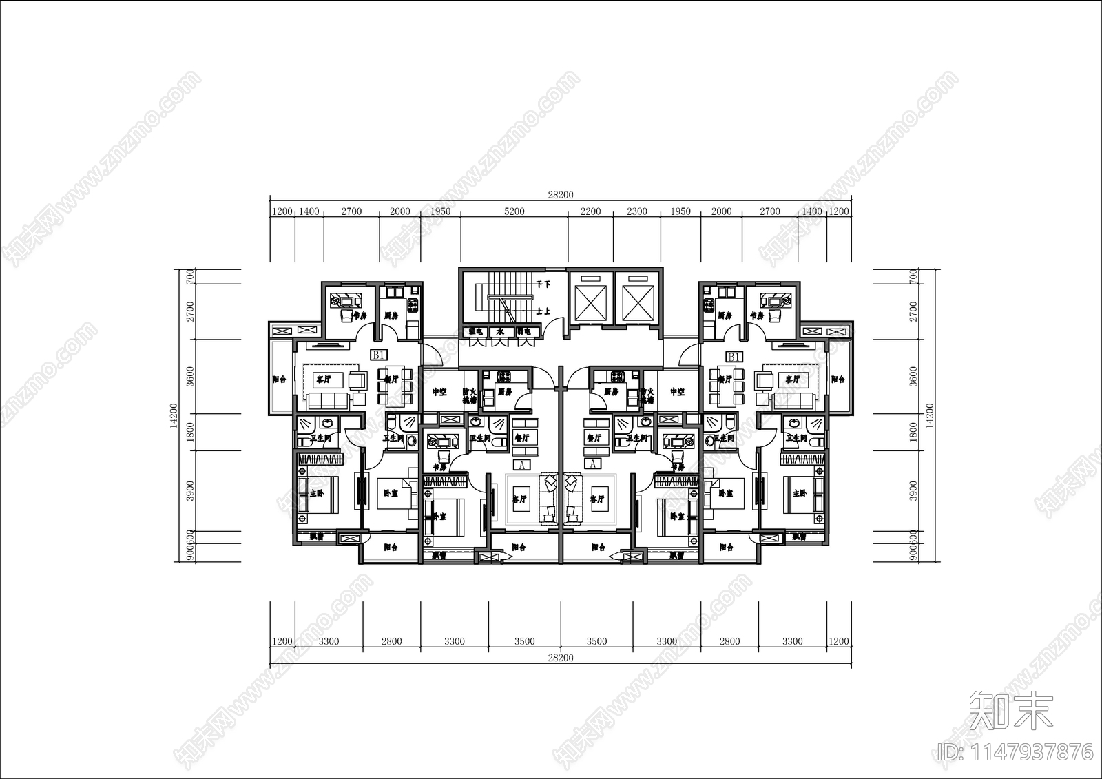 5套保障房安置房建筑施工图cad施工图下载【ID:1147937876】