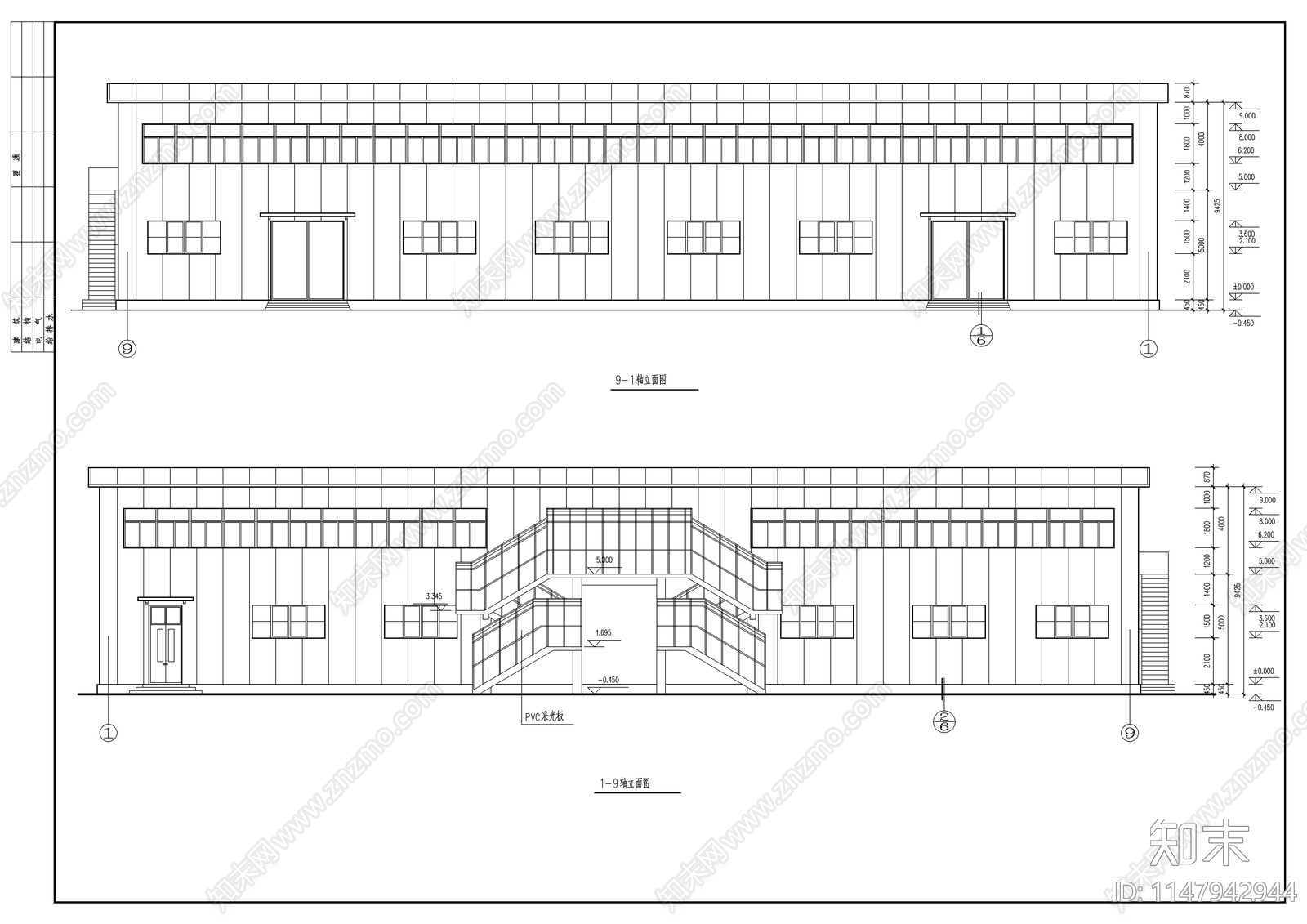 某食堂钢结构建筑图cad施工图下载【ID:1147942944】