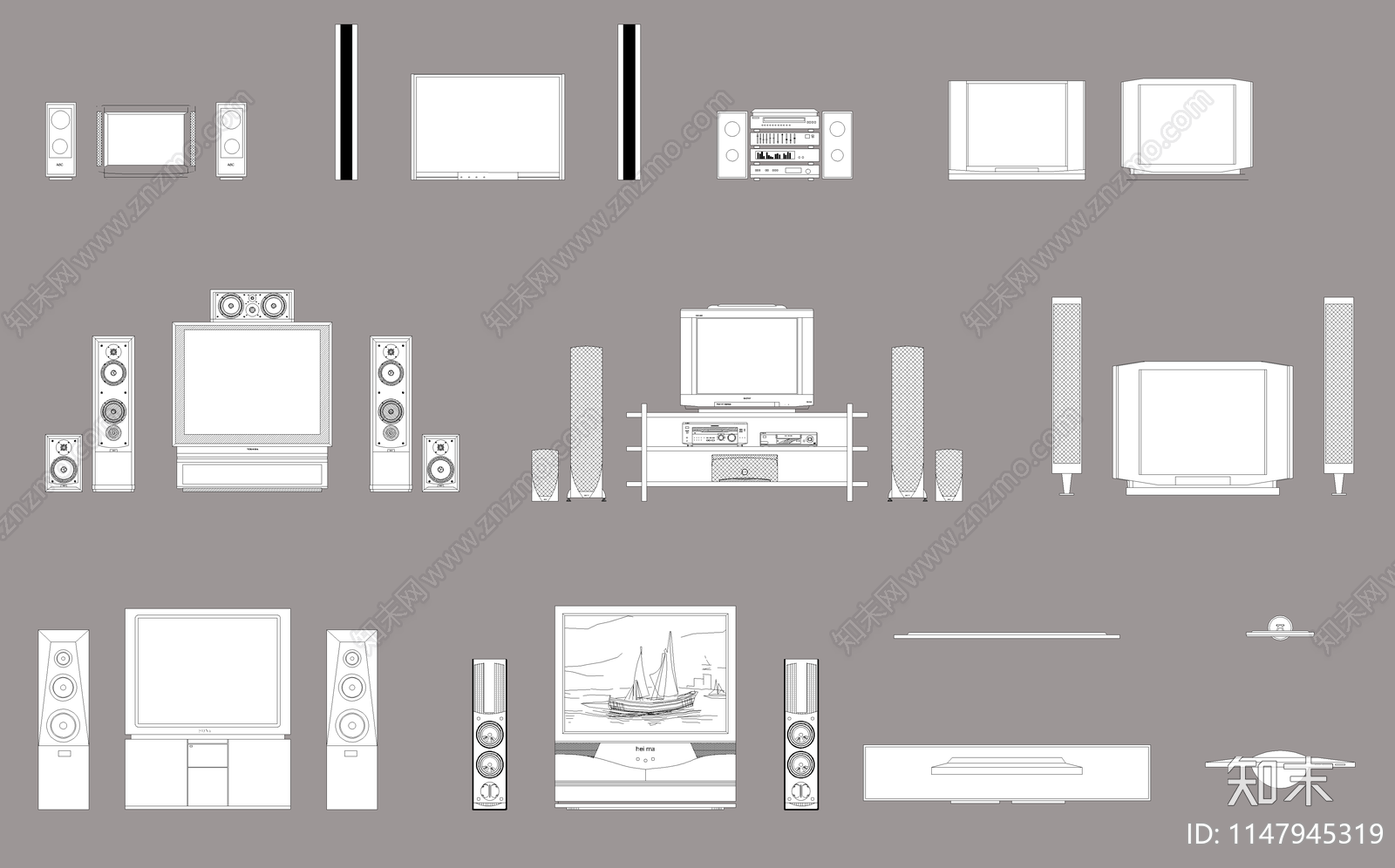 家庭影院图库施工图下载【ID:1147945319】
