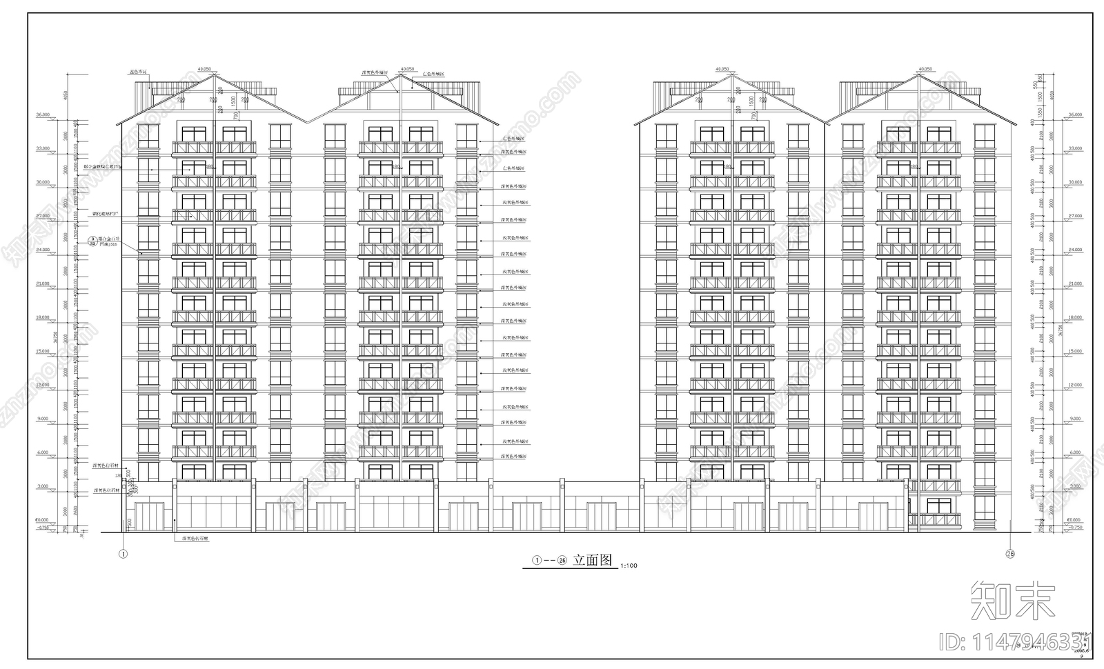 现代高层住宅楼建筑施工图cad施工图下载【ID:1147946331】