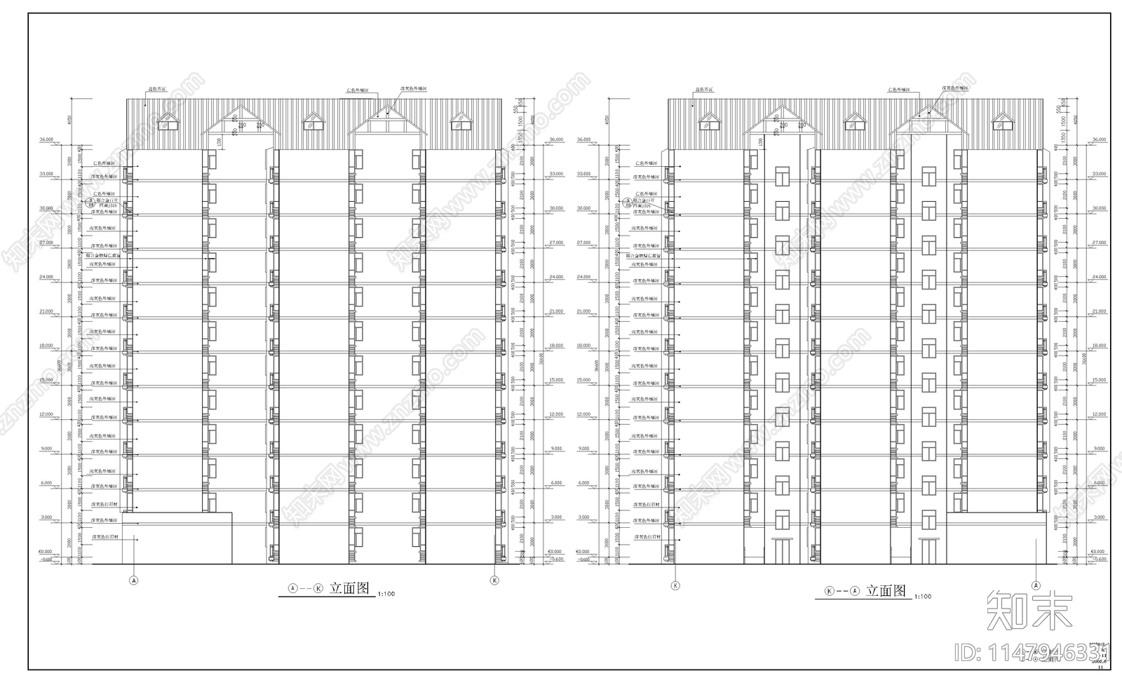 现代高层住宅楼建筑施工图cad施工图下载【ID:1147946331】